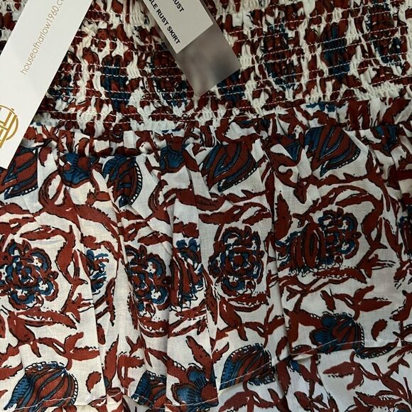 House of Harlow 1960 Size Small Marble Rust Smocking Tiered Mini Skirt NWOT L - Picture 6 of 8